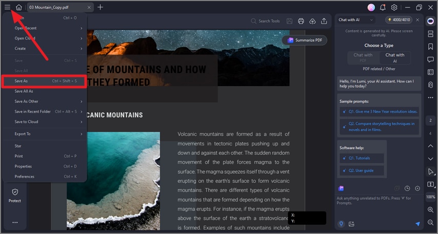 save document as backup