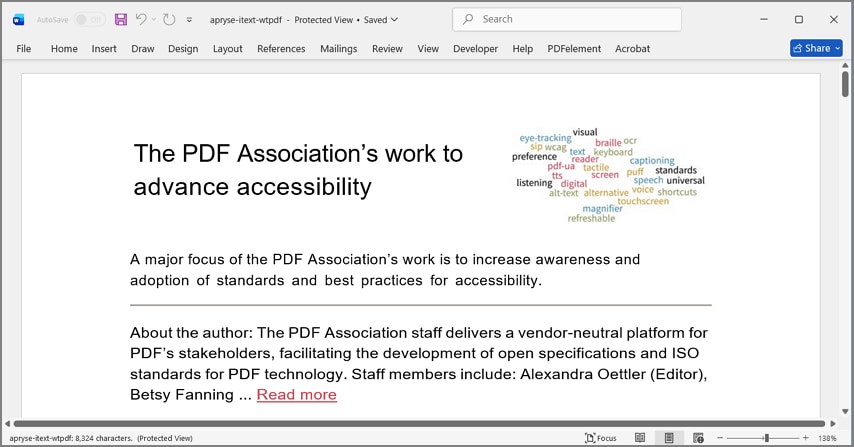 check pdf viewing word