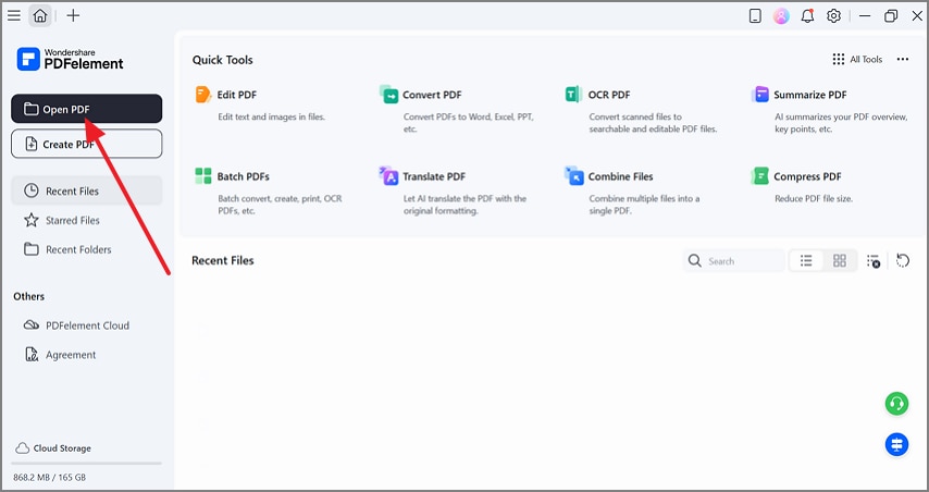 open pdf on pdfelement