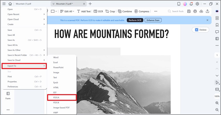 export file as pdf a
