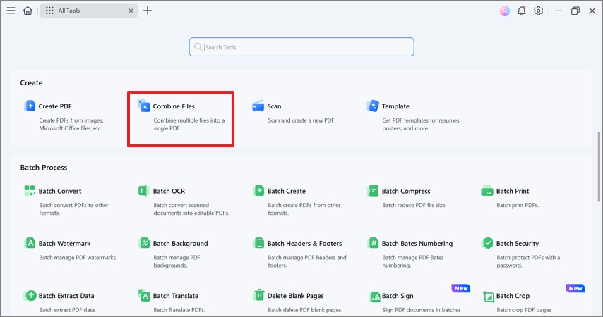 access combine files feature