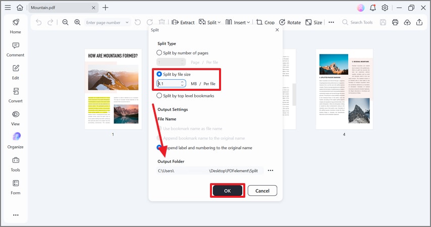 split pdf by file size