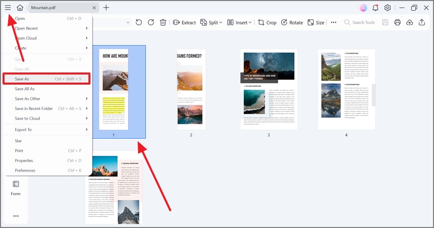 save split pages on device