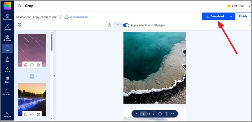 press download to save cropped pdf