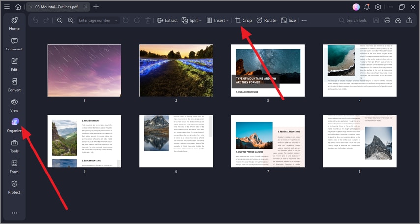 press organize choose crop