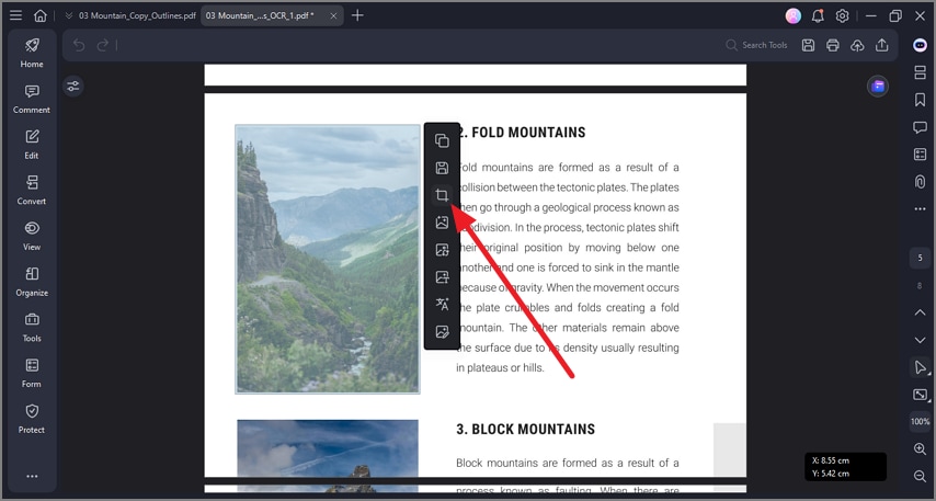 click on picture choose crop