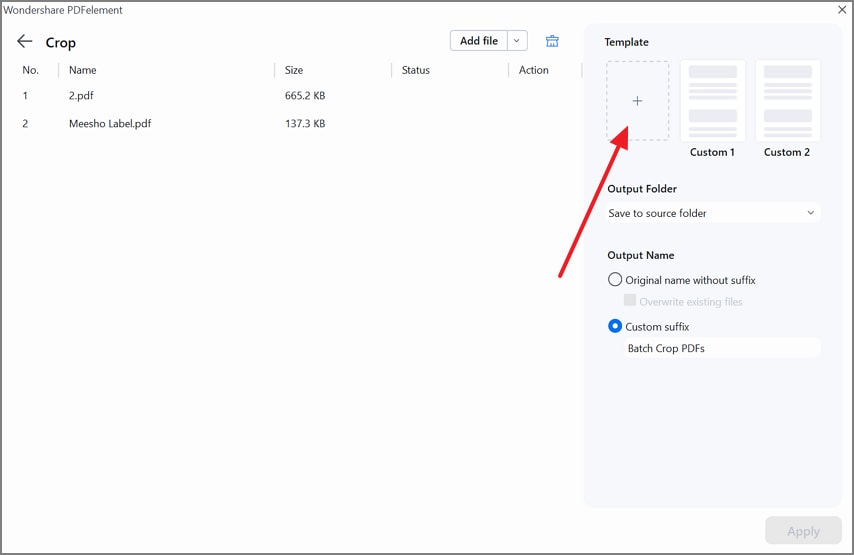 add template to resize