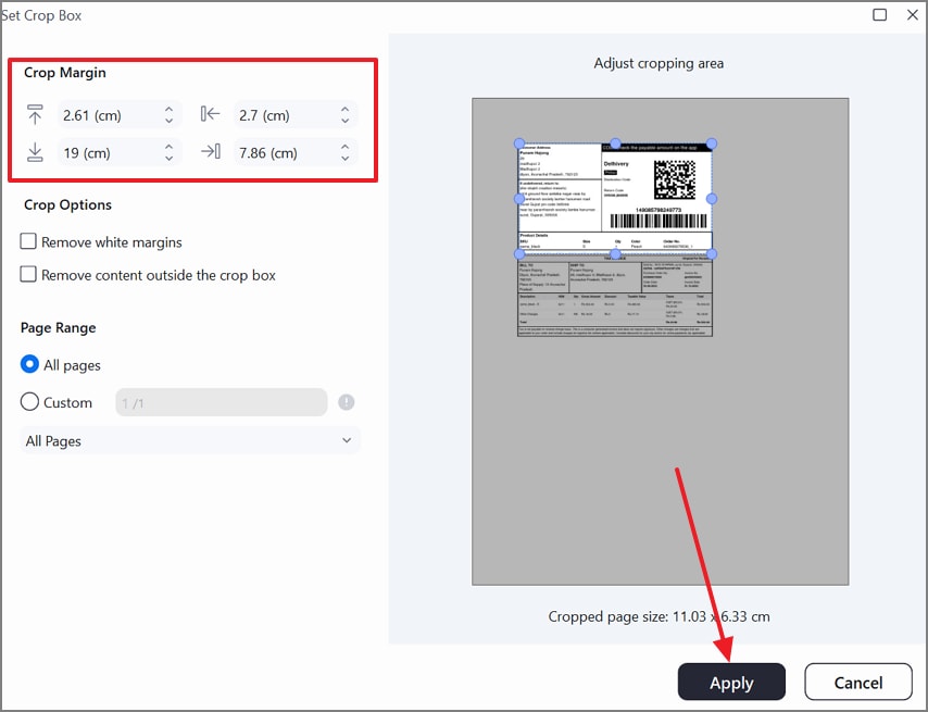set and apply crop margin