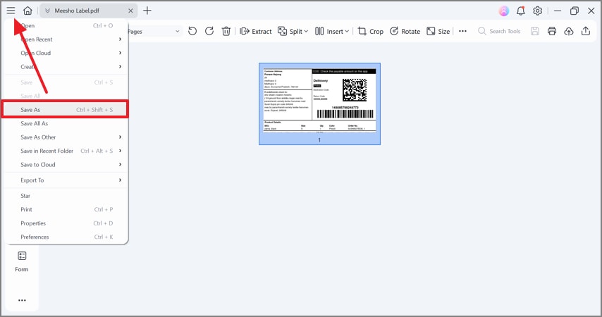 save meesho pdf lable
