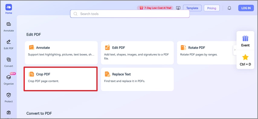 select crop pdf option hipdf