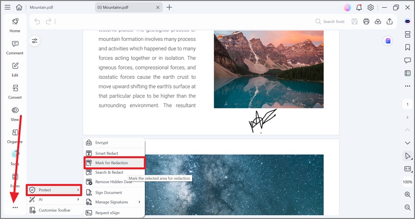 select redaction feature pdfelement