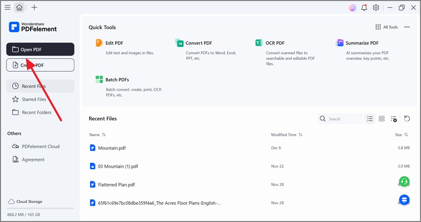 open pdf in pdfelement