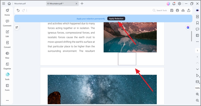 apply redaction to remove sign