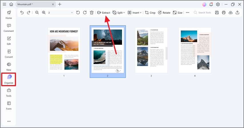 click extract page option