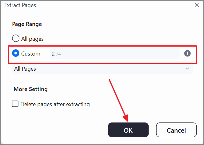enter custom page range