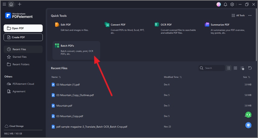 press quick tools access batch pdf