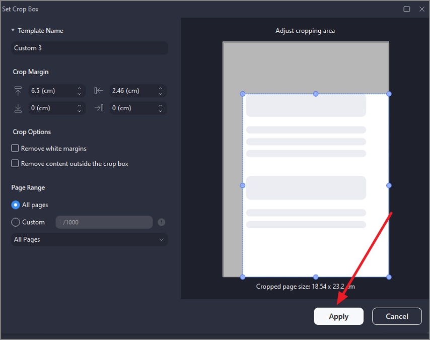 adjust and apply crop