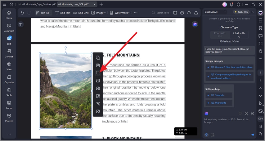 select image access crop
