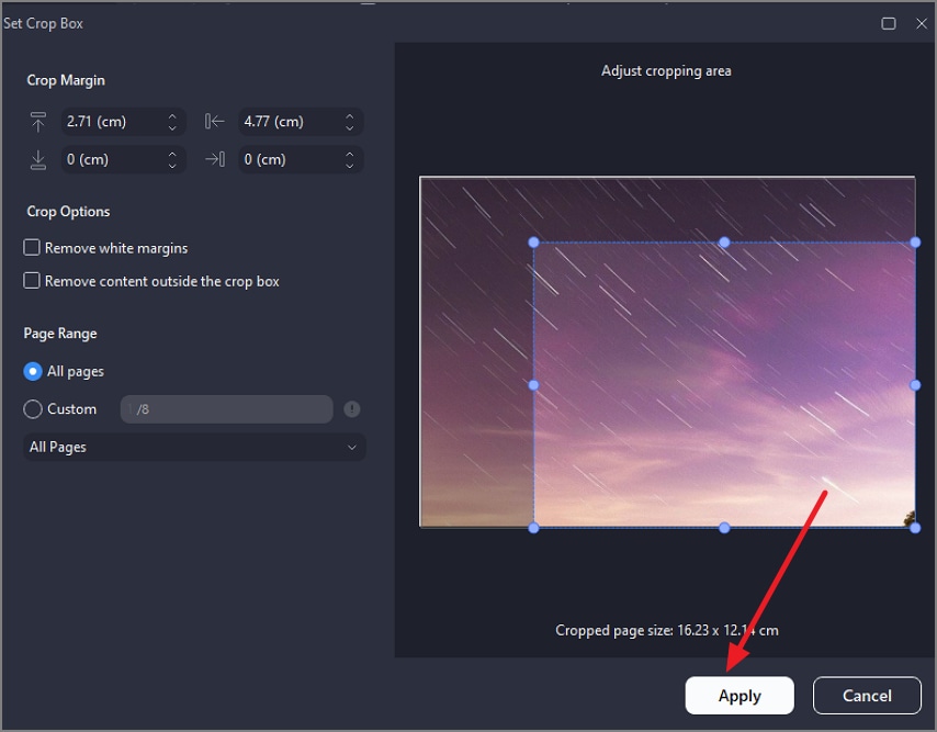 adjust area and crop