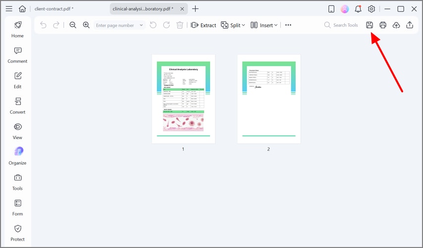 select save icon to render the outcome