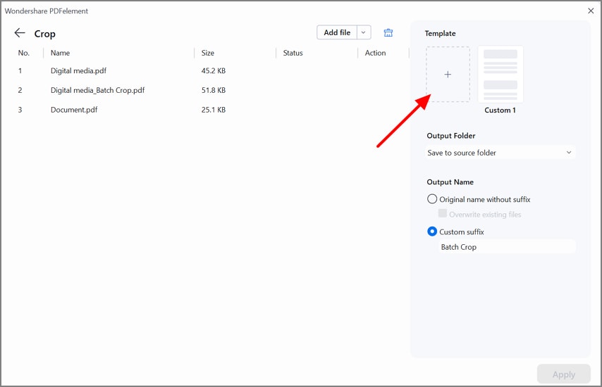 click on the plus icon in the template