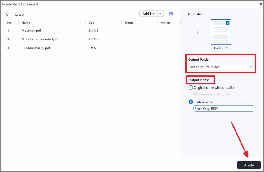 select output folder and name