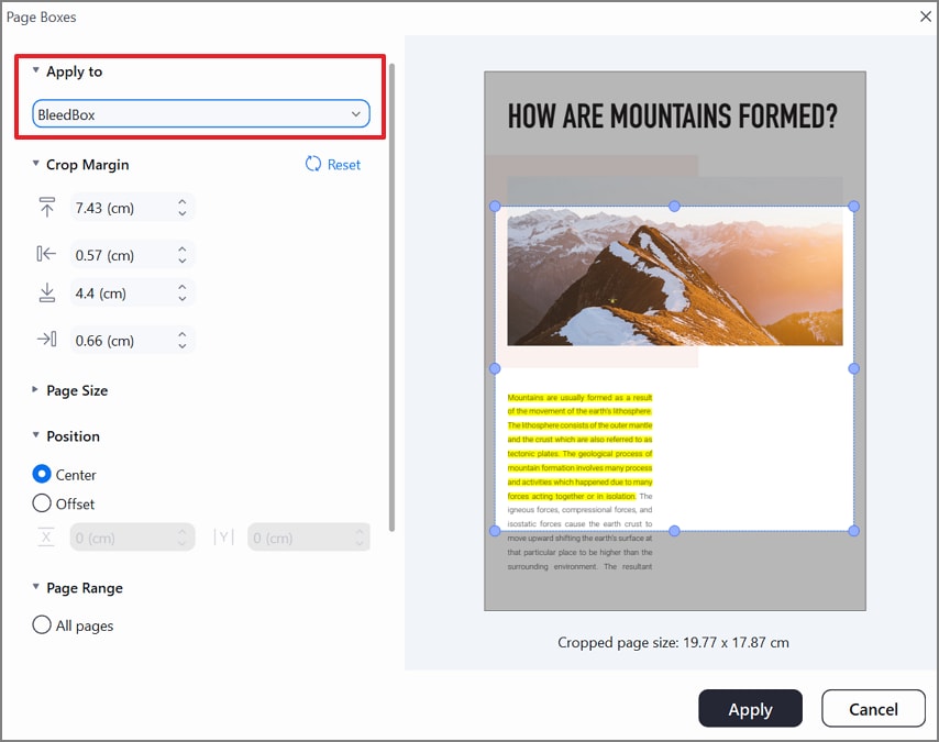 select bleedbox specifications