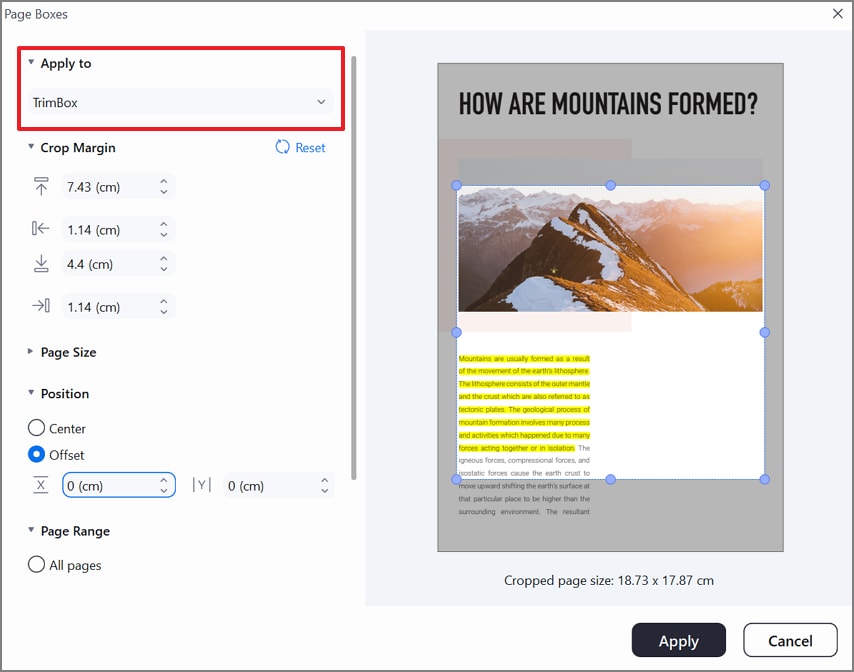 adjust trimbox crop settings