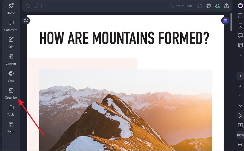 choose the organize option