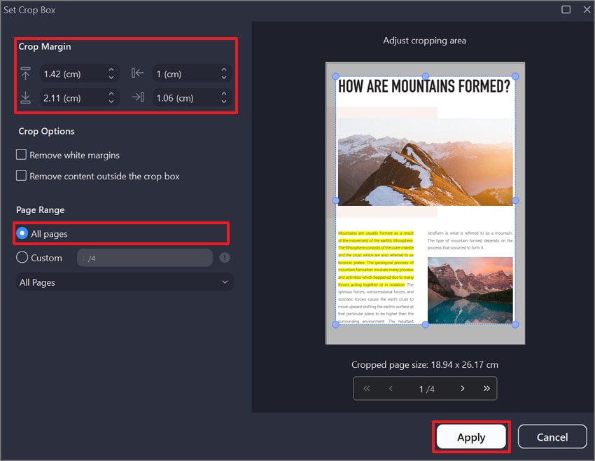make adjustments and apply
