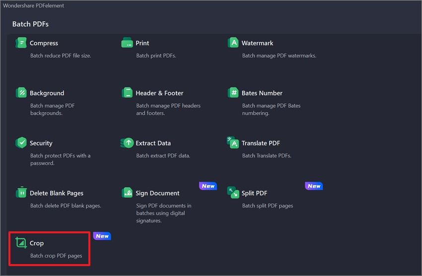 select the crop feature