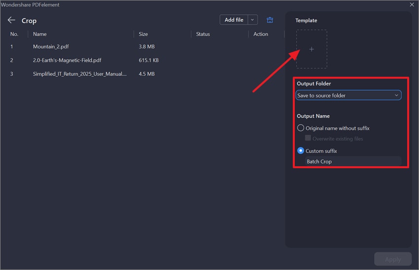 add files and set output options