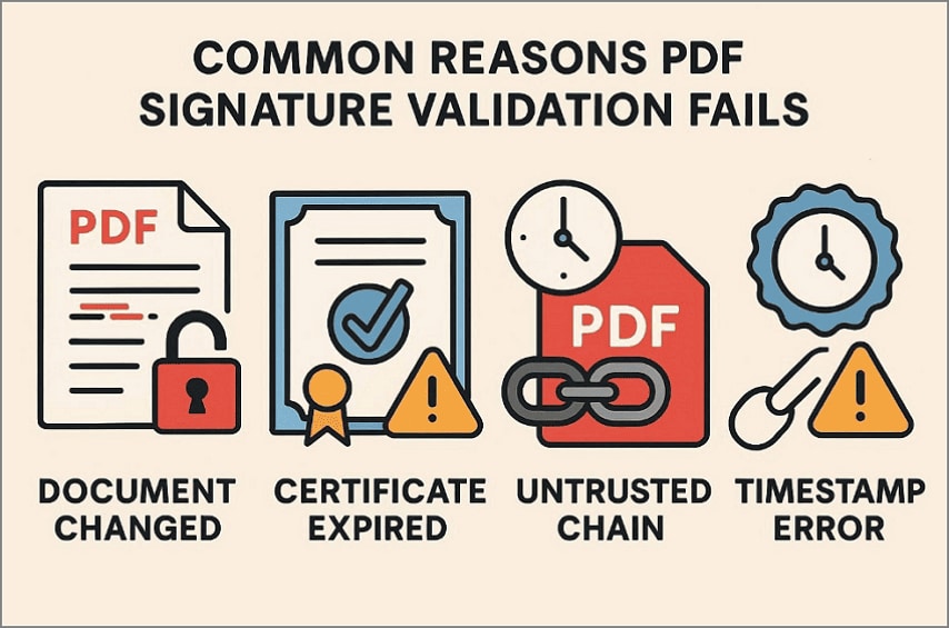common reasons behind pdf signature failure