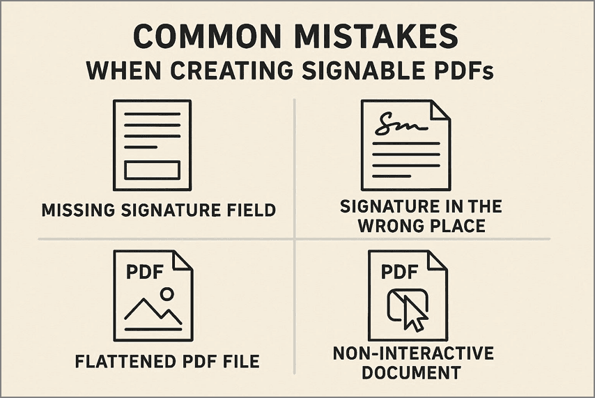 mistakes creating signable pdf