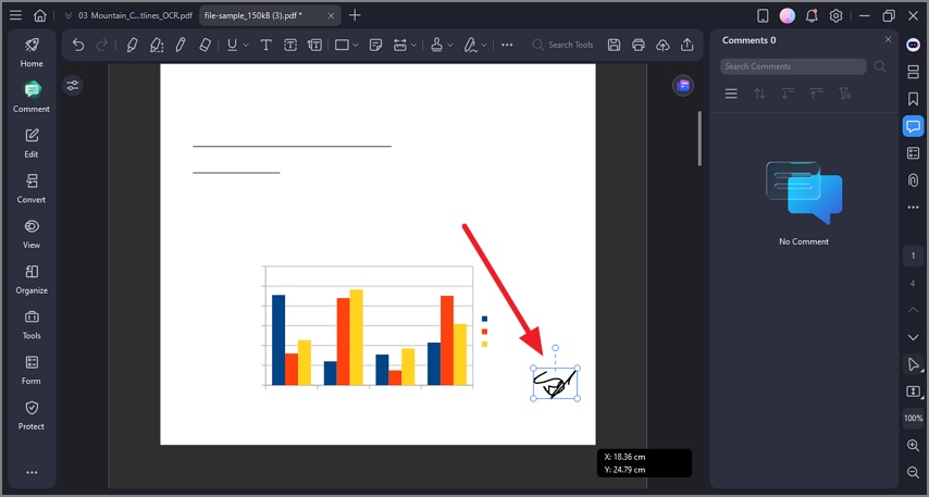 place signature on document
