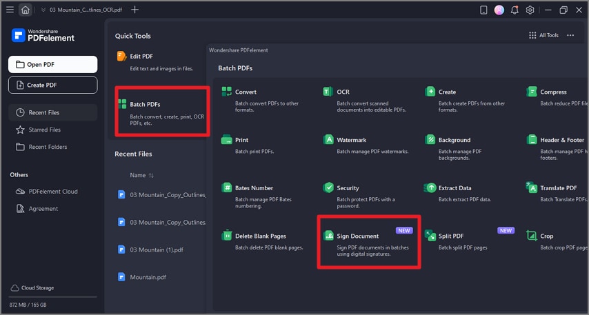 select pdfelement batch pdf