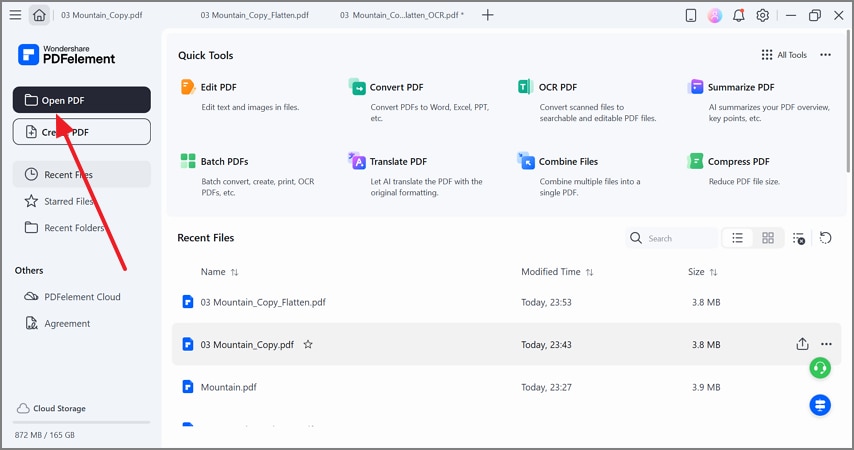 open pdf file on pdfelement