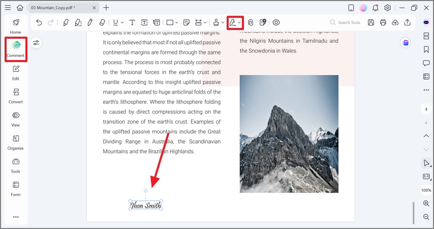 sign pdf through comment mode