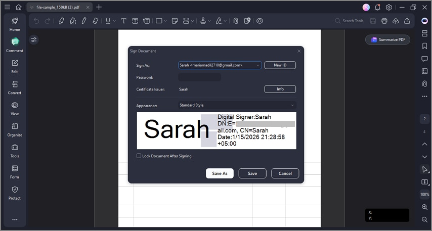 apply sign on document with pdfelement