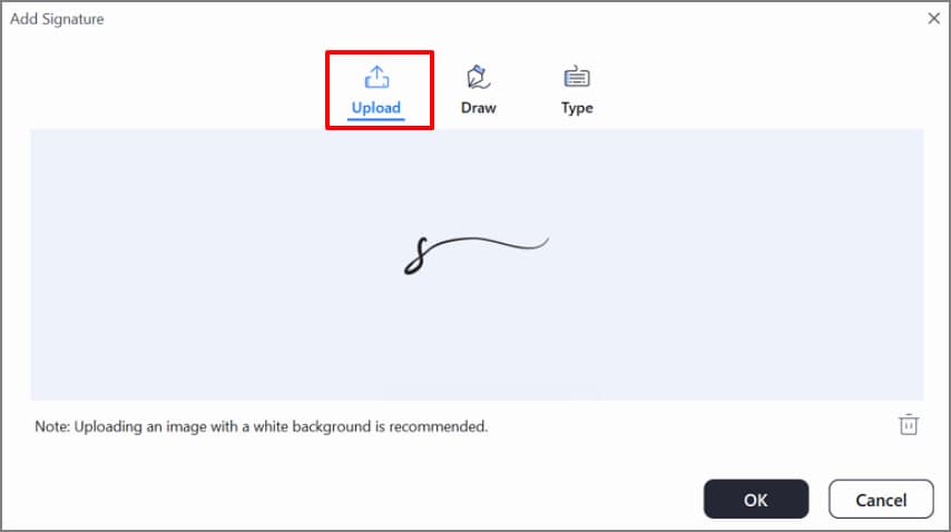 upload your signed image