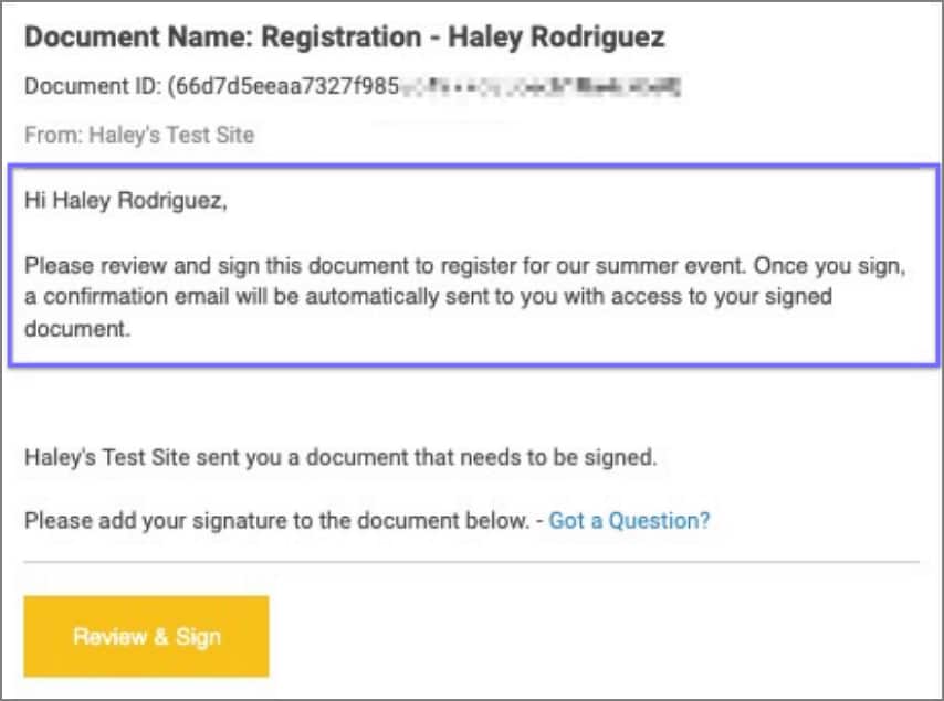 send signature request by email