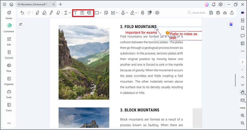 add text for additional information