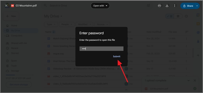 open protected file on google drive