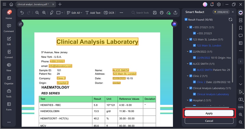 press the apply button