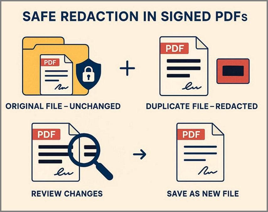 safety precaution for redacting files