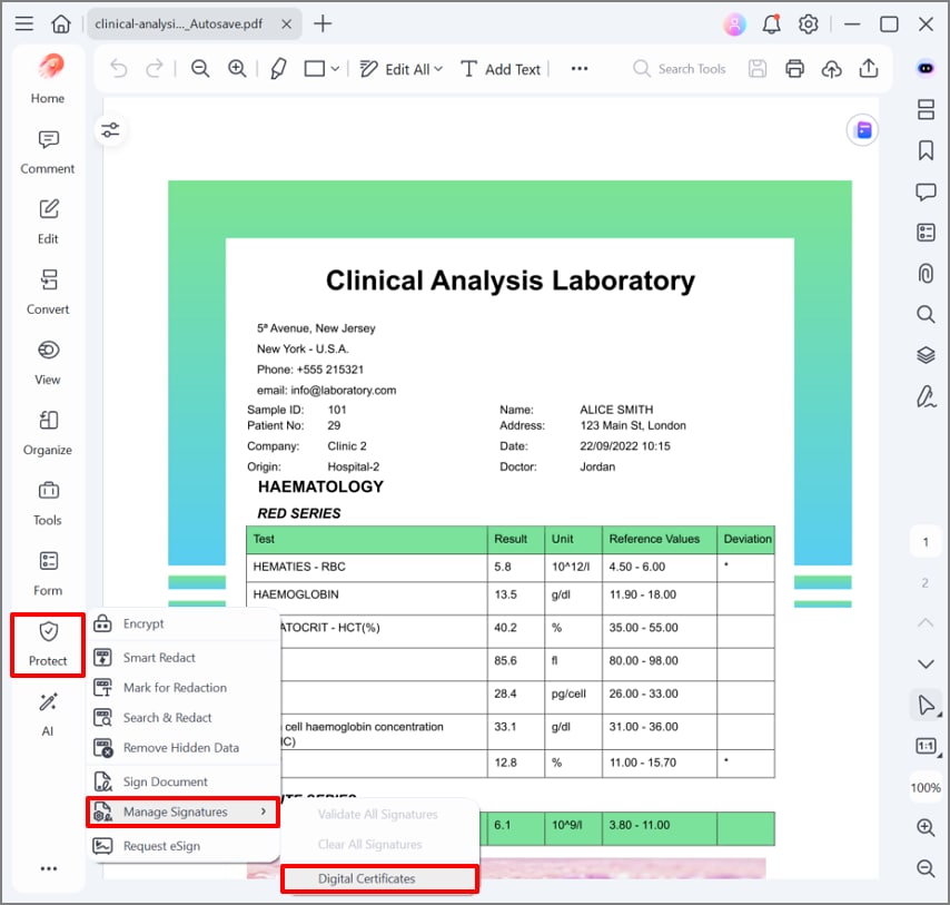 choose digital certificates option