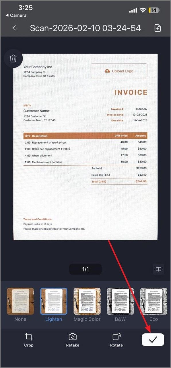 scan invoice using mobile