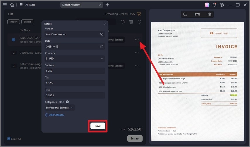 save invoice to cloud space