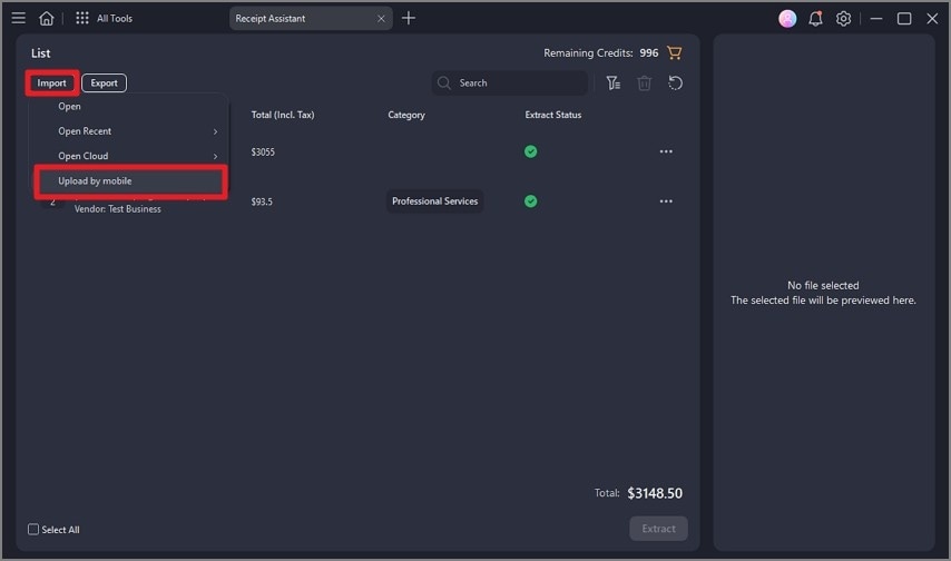choose upload by mobile option