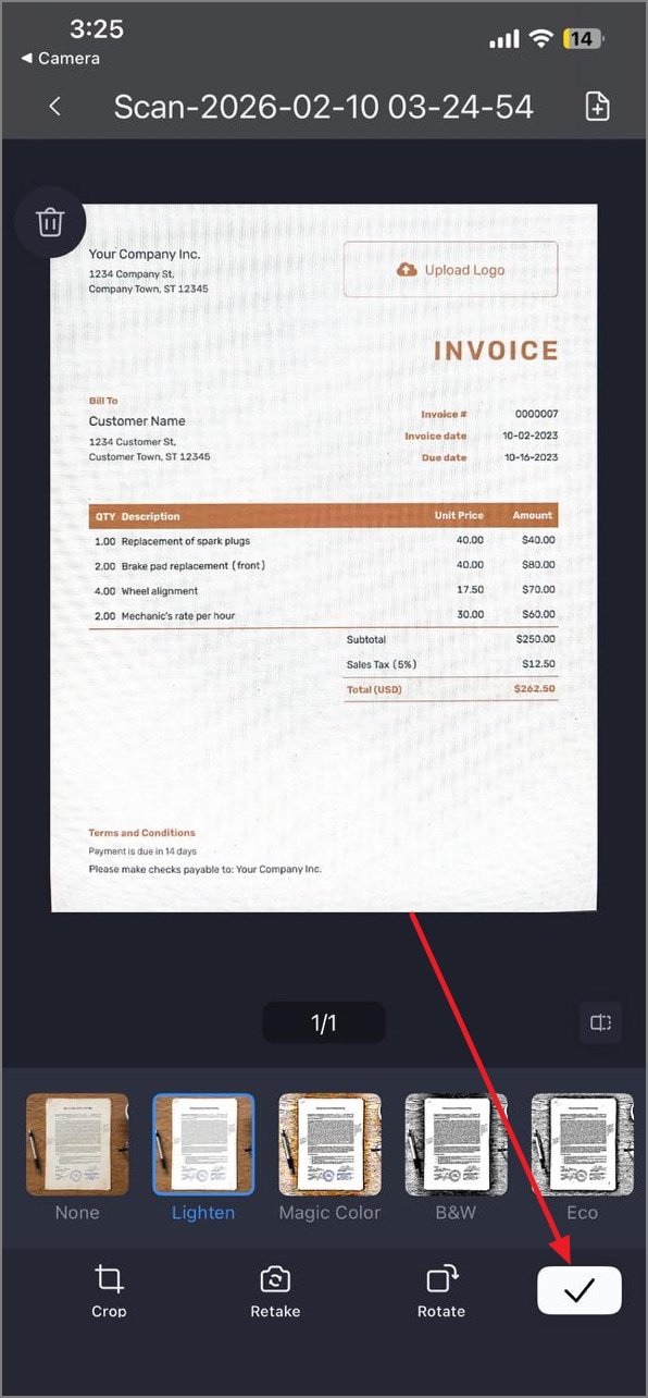 scan invoice from phone